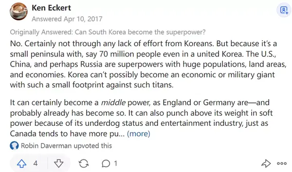 HB火博体育:外网讨论：韩国能否成为超级大国？韩国网友：可能与中国一起成为地区大国