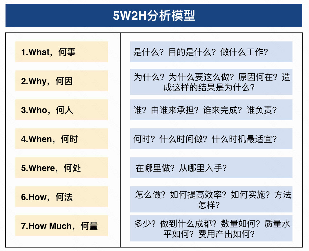 10. 5w2h分析模型