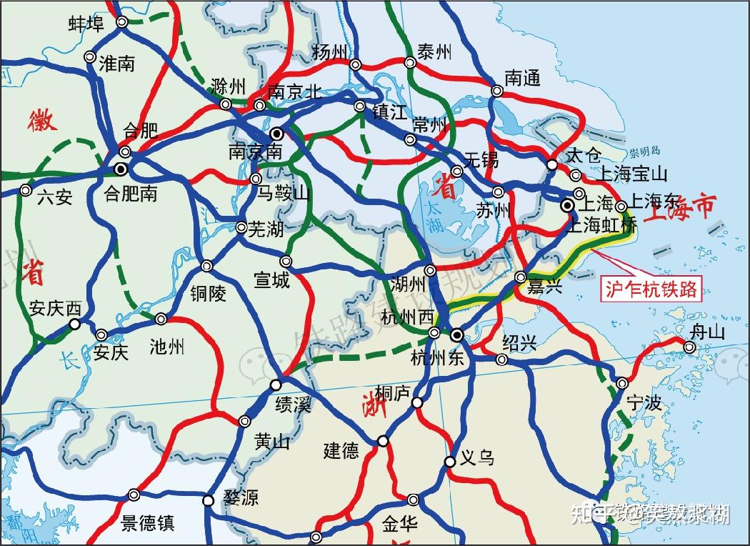 滬乍杭鐵路路網走向示意圖滬乍杭高鐵已於去年6月啟動前期工作.