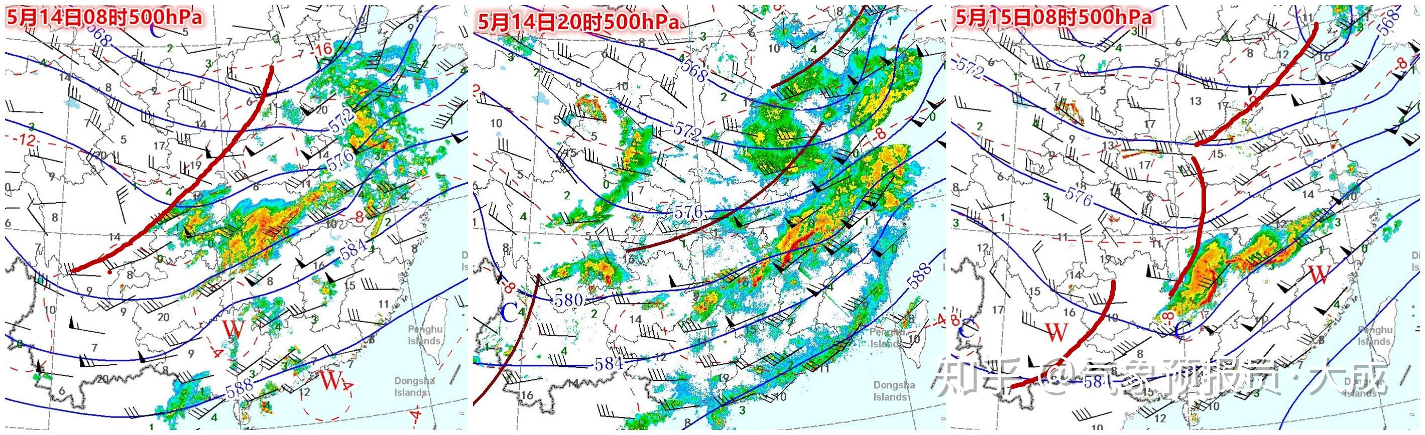 典型天氣圖5月1415日江南帶狀雷雨江南準靜止鋒