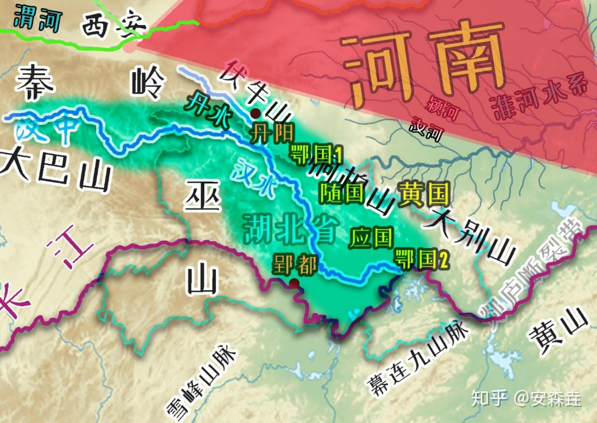 图 15:楚国的第一次迁都示意图(从老郢都丹阳迁到新郢都荆州) 图 15:楚国的第一次迁都示意图(从老郢都丹阳迁到新郢都荆州)