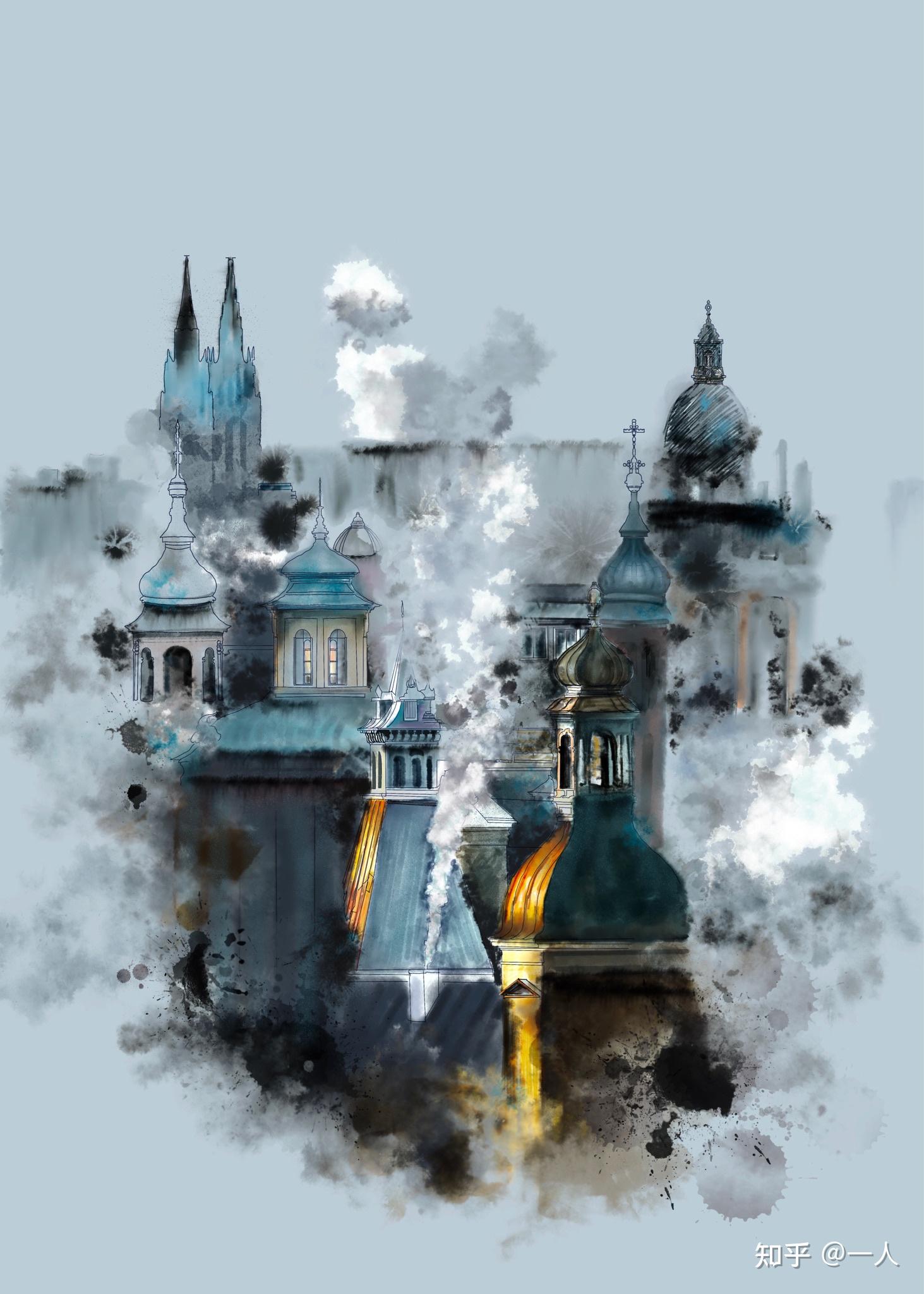 板绘水彩建筑接单啦