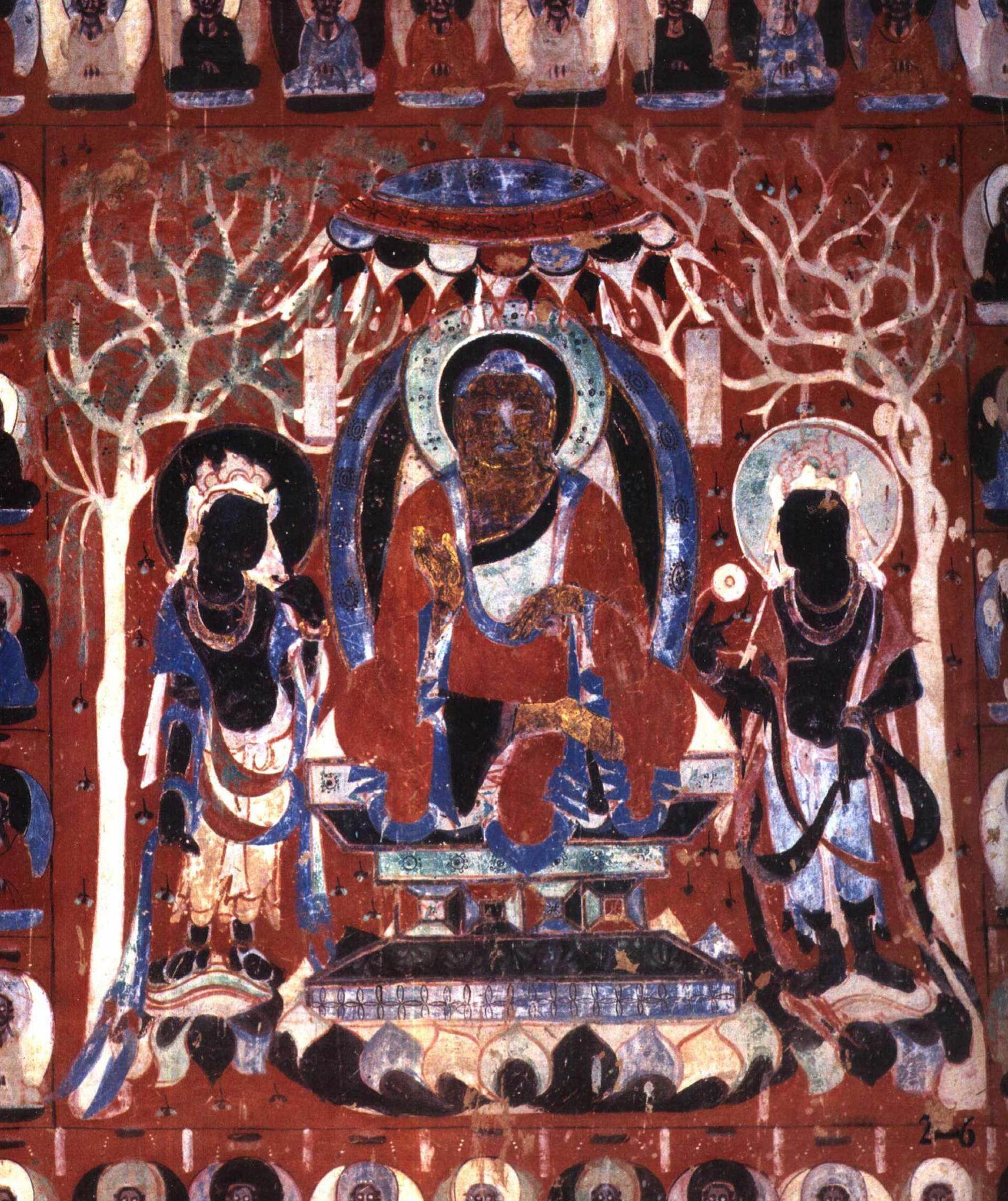 神游千年大美敦煌隋302窟倒塔状中心柱佛本生故事画与福田经变高清