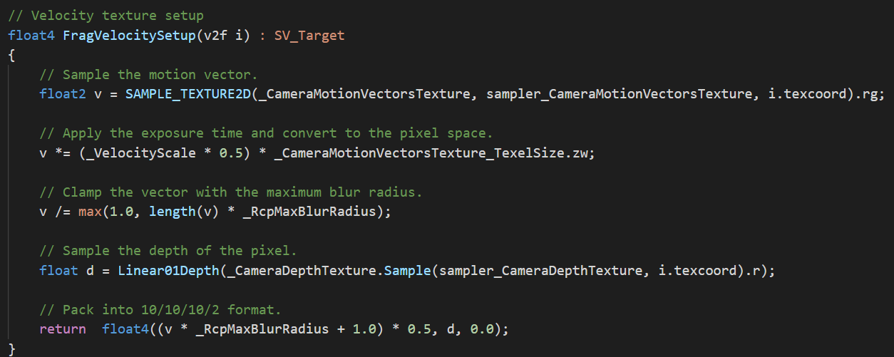 Motion Vector & Motion Blur in MPipeline - 知乎