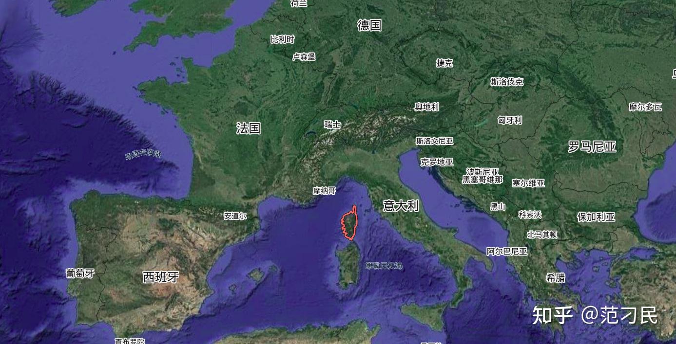 科西嘉岛是地中海西部的一座岛屿,位于法国大陆部分的东南面,意大利