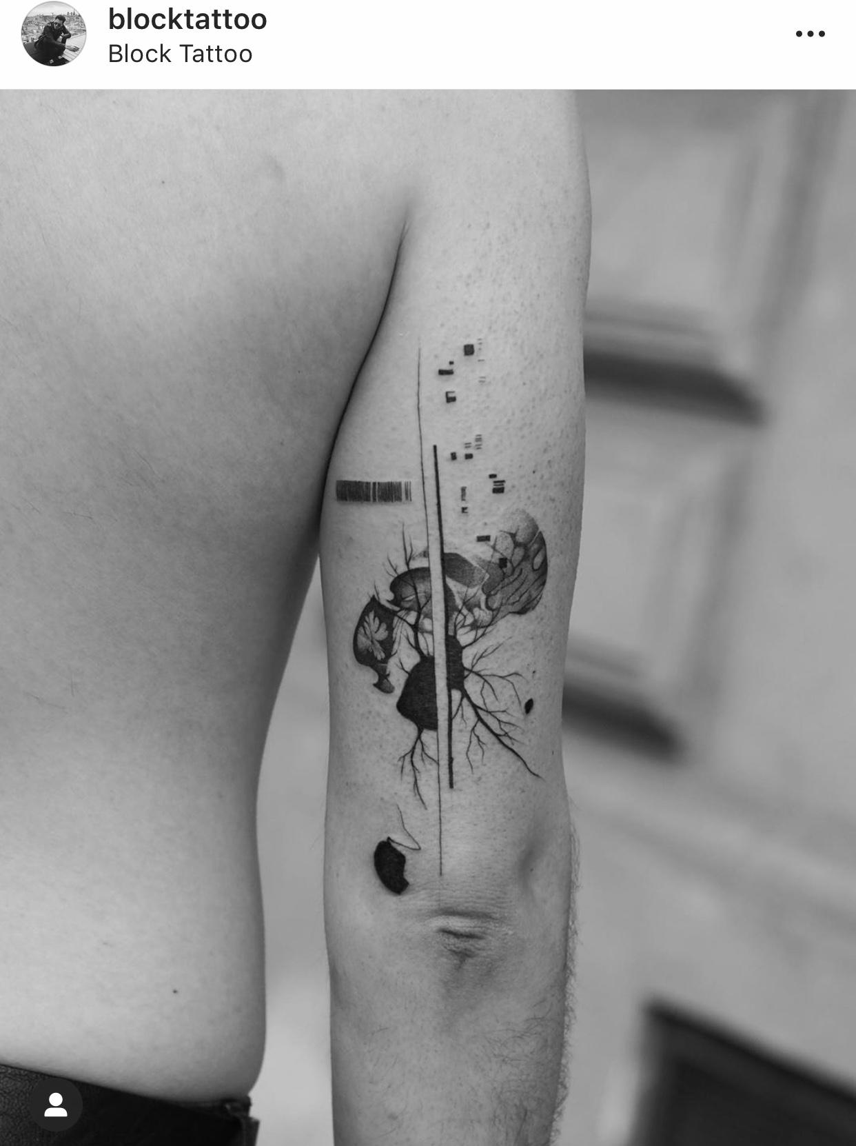 smrzhao纹身推荐第228期黑白线条几何色块抽象纹理后现代纹身