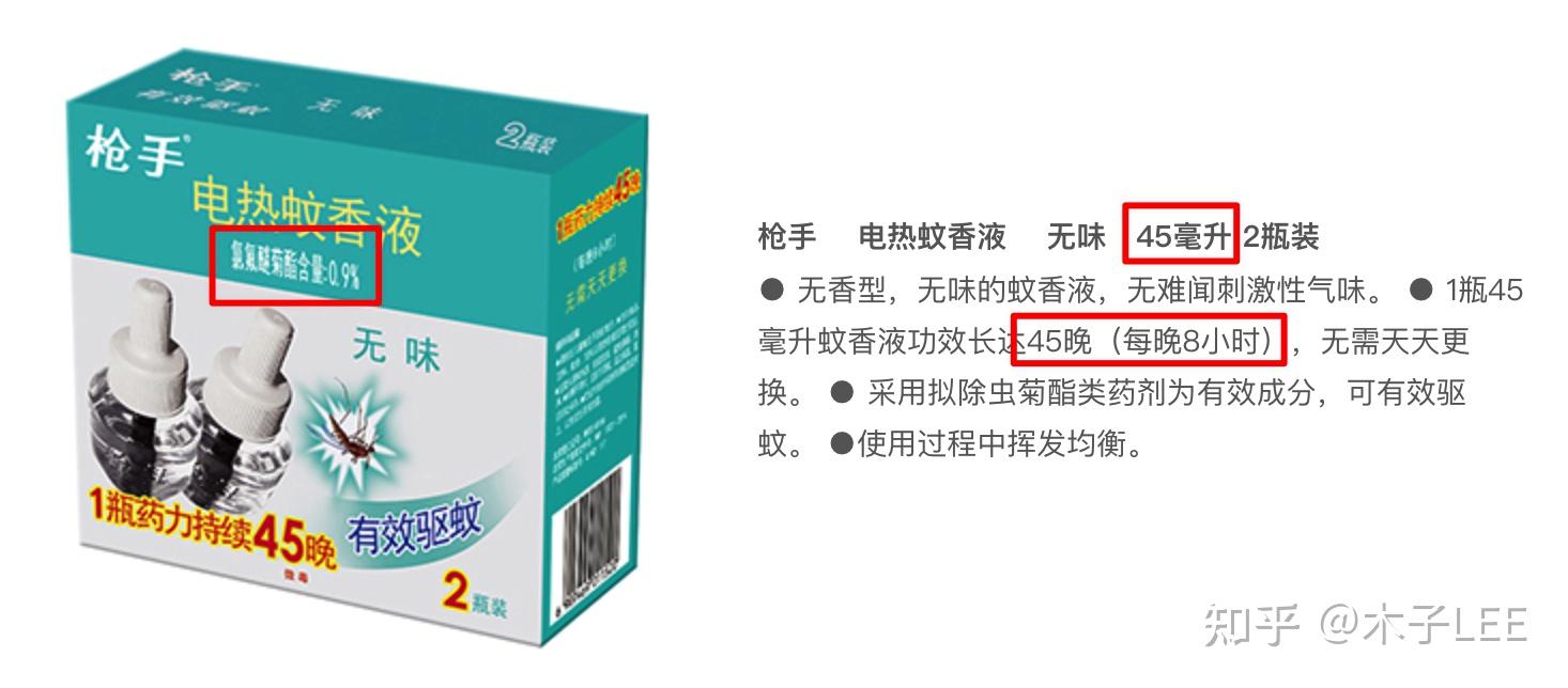 打个比方,比如两瓶蚊香液都是40ml的规格,有效成分都是1%的氯氟醚菊酯