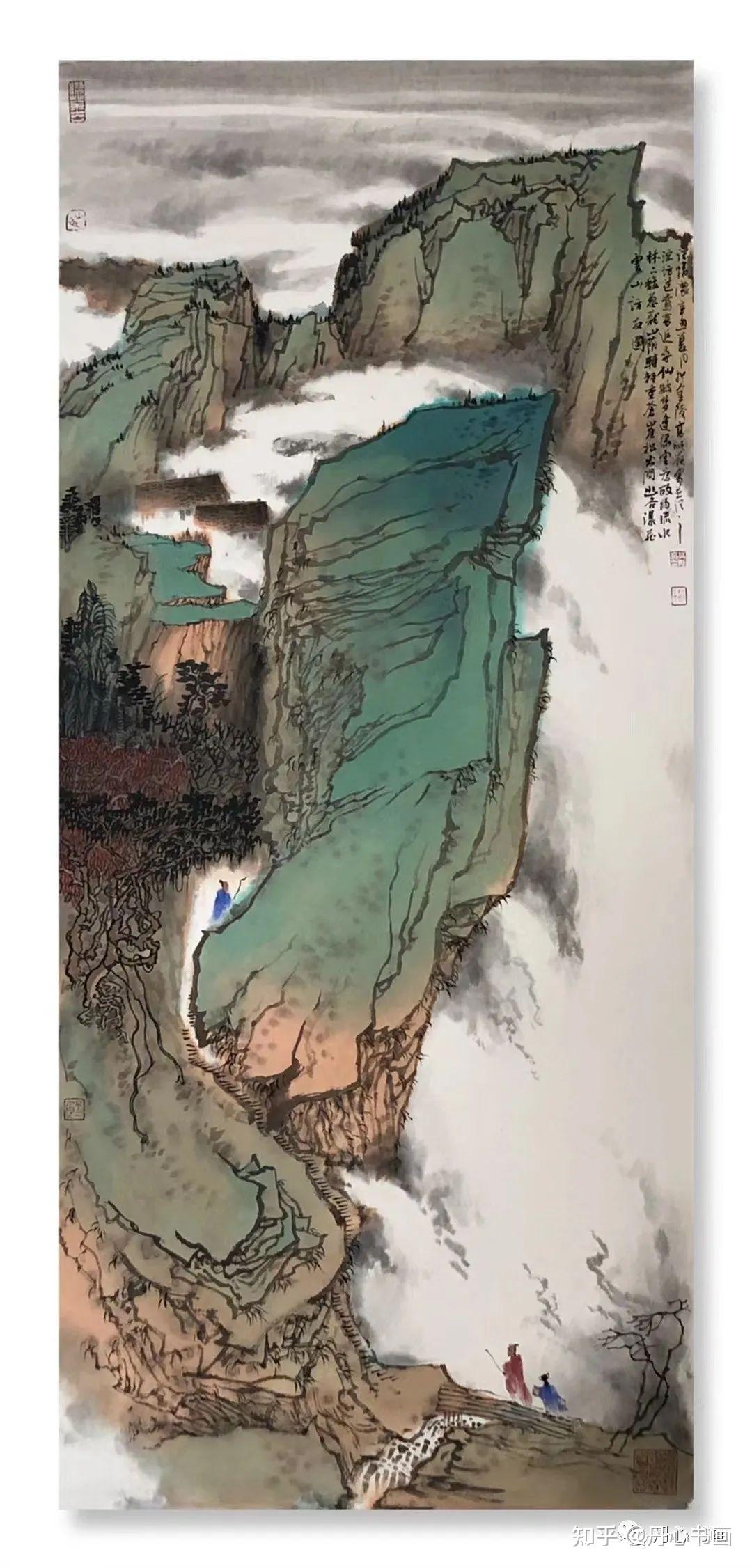 气韵雄浑绮丽清秀重彩山水画家高顺岭