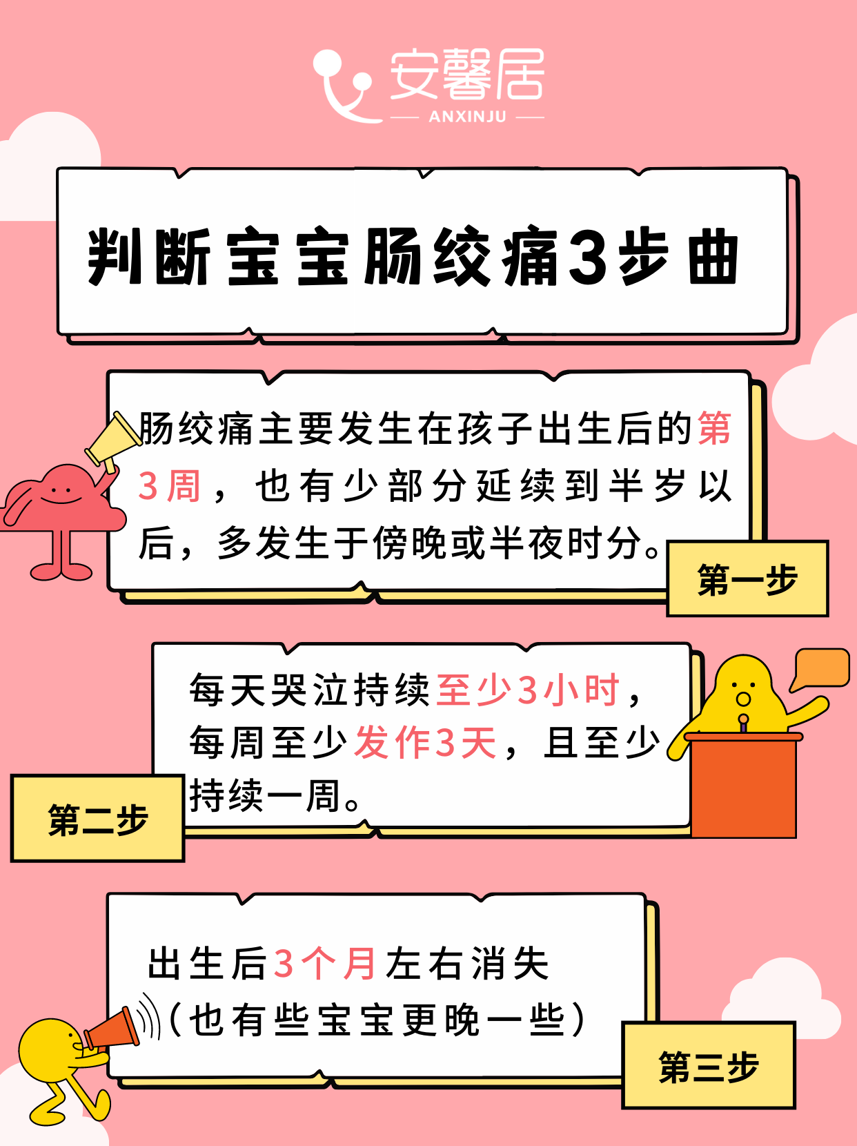 肠绞痛常出现在1-3个月婴儿的身上,且多发生在夜里,尤其是晚上6点以后