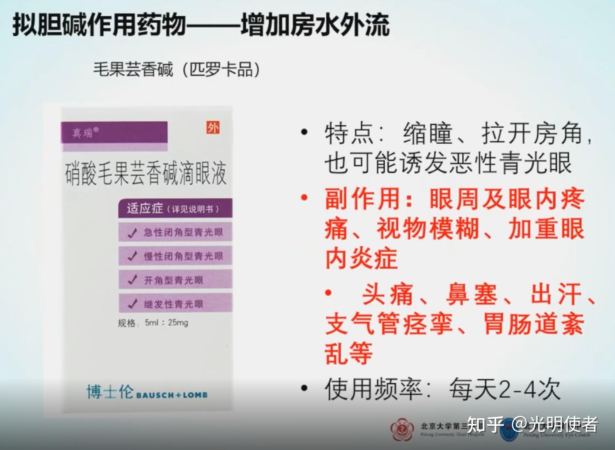 如毛果芸香碱3,拟胆碱作用药物,增加房水外流如噻吗心安,贝他根,美