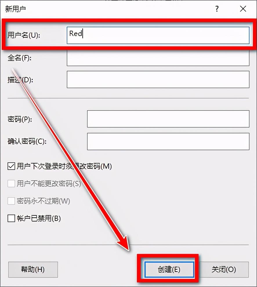 选择刚刚创建的新用户,在此可以进行更改帐户名称,创建密码,更改帐户