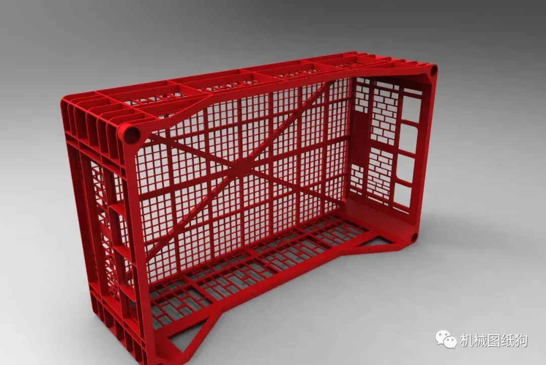 工程机械cageot镂空物料框配货框3d图纸solidworks设计