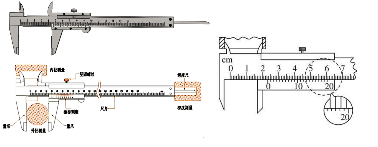 遊標卡尺遊標卡尺是使用功能最廣泛的測量工具,它可以測量內徑外徑