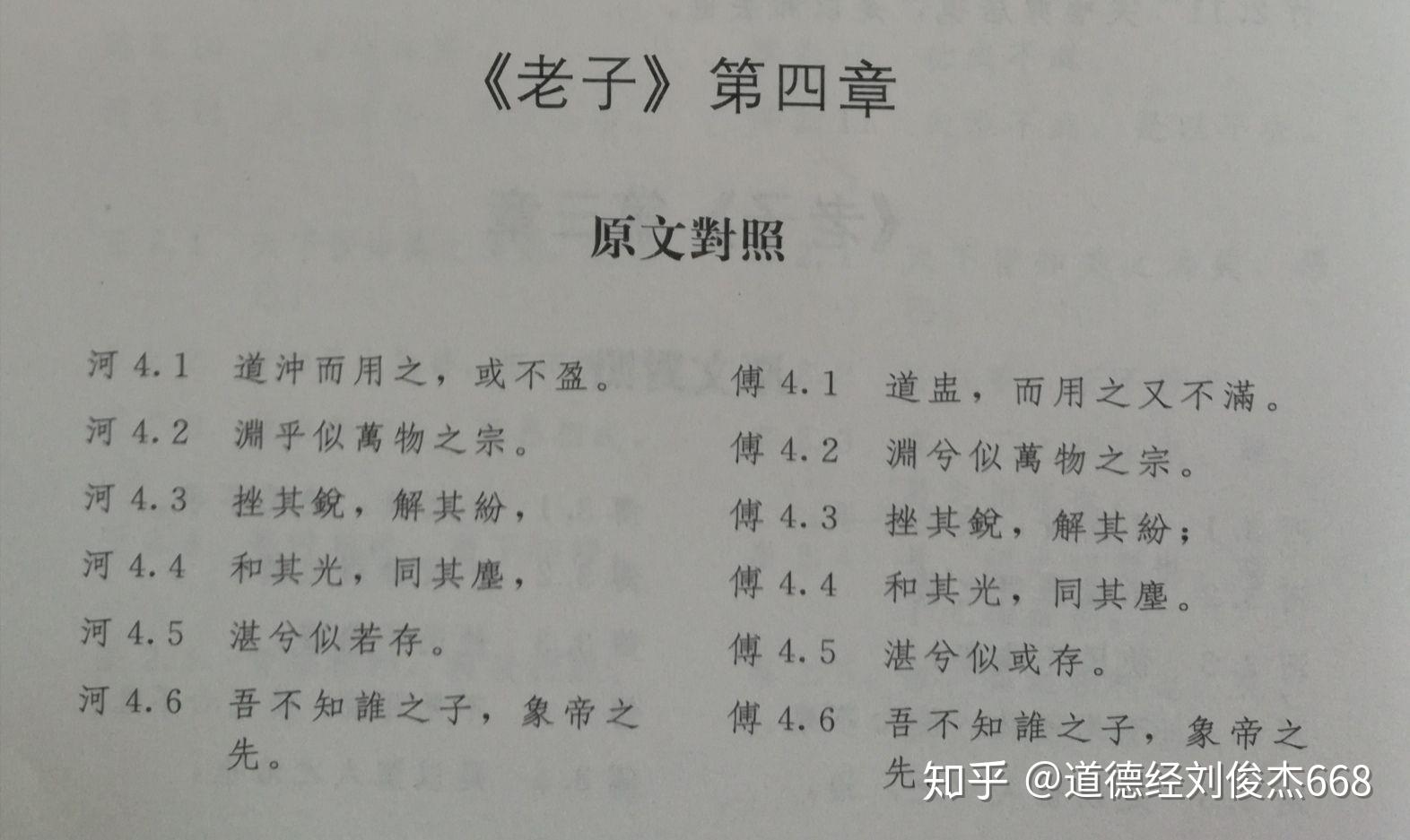 各种版本原文对照选自刘笑敢《老子古今》思维互动:人一旦有了敬畏之