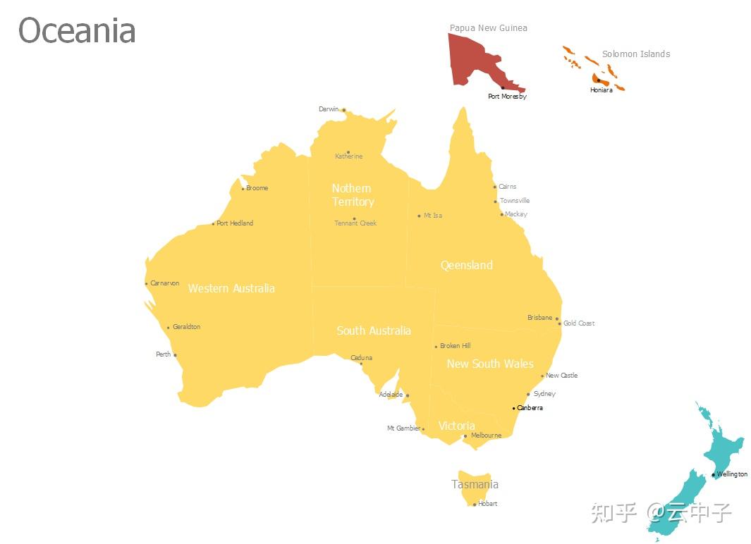 世界七大洲 | 大洋洲 国家-首都 地理位置 对照表 - 知乎