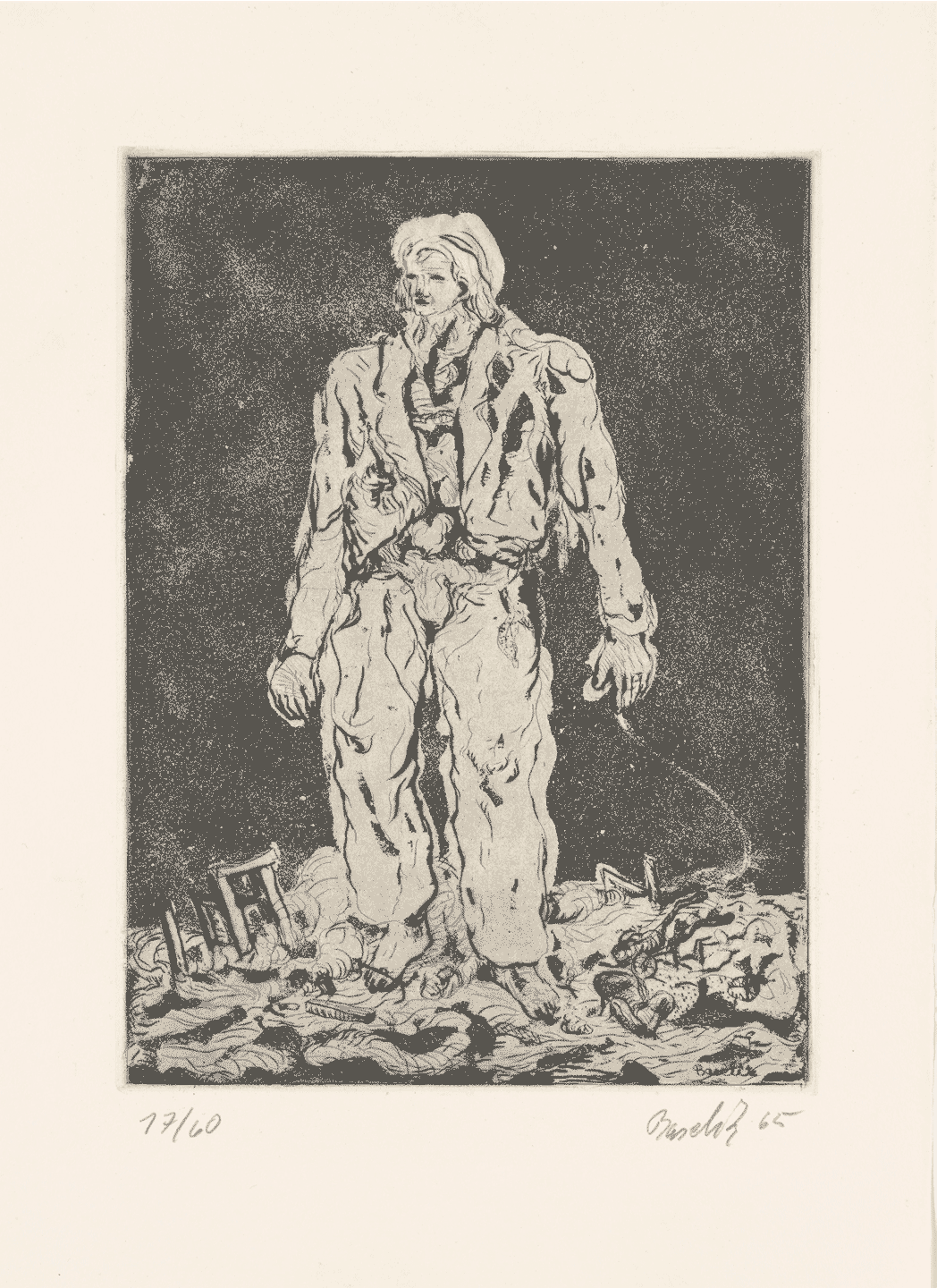 作者不詳　外国人画家 超现实主义绘画，画的是一个城市在一个巨大的石头人头上。 有人