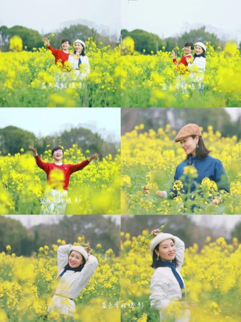 拍摄油菜花人像，眼神不知往哪看？4个模板拍出氛围感照片