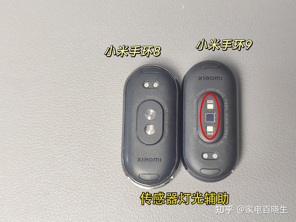 背面外观与上一代基本一直,只不过小米手环 8 充电桩在上面,而小米