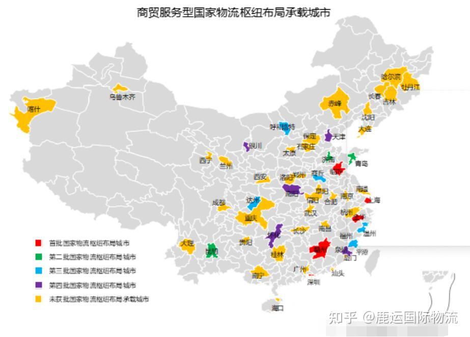 六种类型国家物流枢纽区域分布图 - 知乎