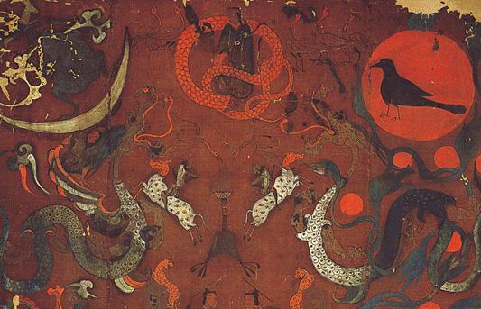 马王堆一号墓t型帛画 汉代彩绘帛画难得珍品