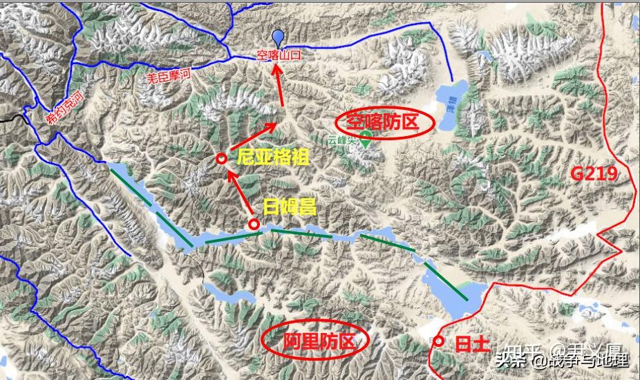 如在中印战争中,班公湖以北地区,即属于空喀山口防区,而班公湖以南,则