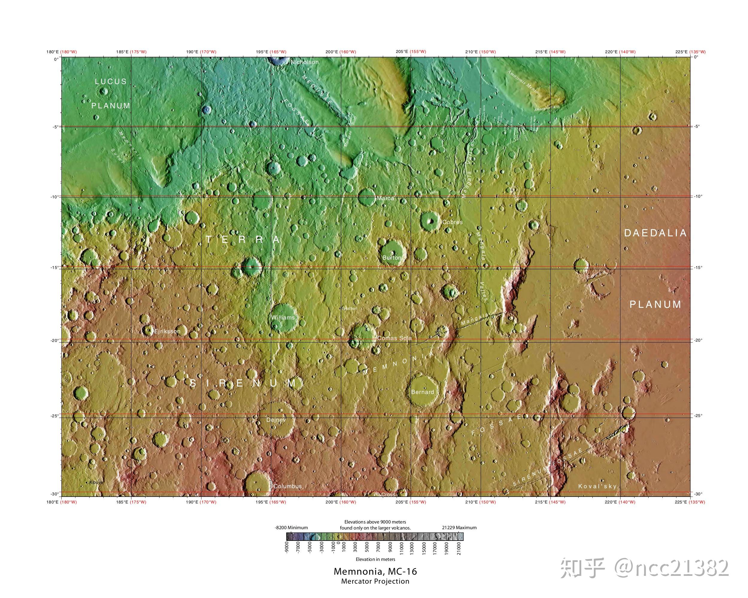 下图则是在火星全球上的位置,请以尼科尔森撞击坑为基准定位参考.