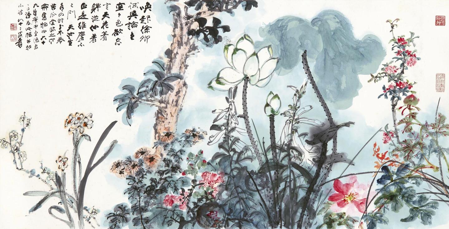 张大千画四时花卉，很是自得，想和徐青藤一比高下- 知乎