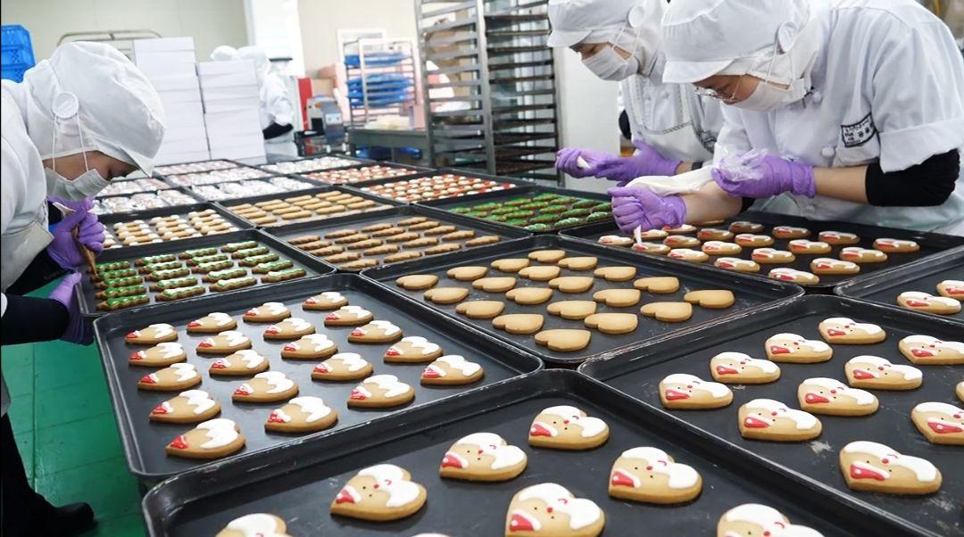 大型食品加工厂德式圣诞面包制作过程