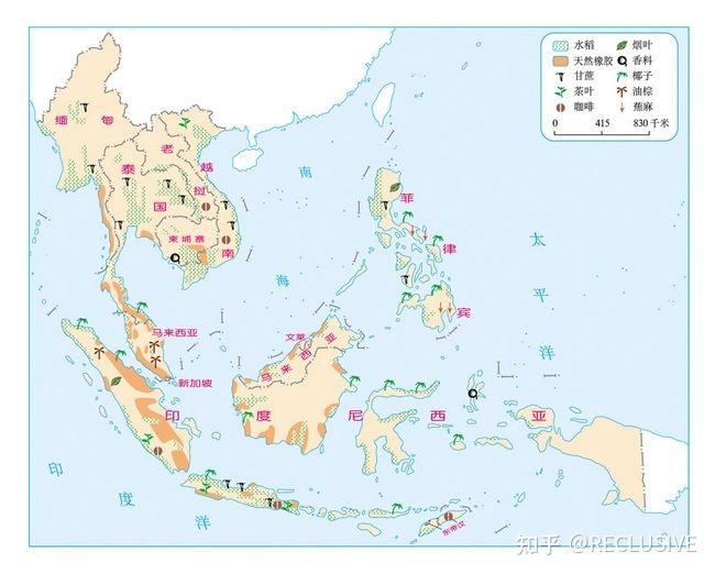 ①泰国,越南,缅甸是世界重要的稻米出口国②泰国是世界最大的天然橡胶