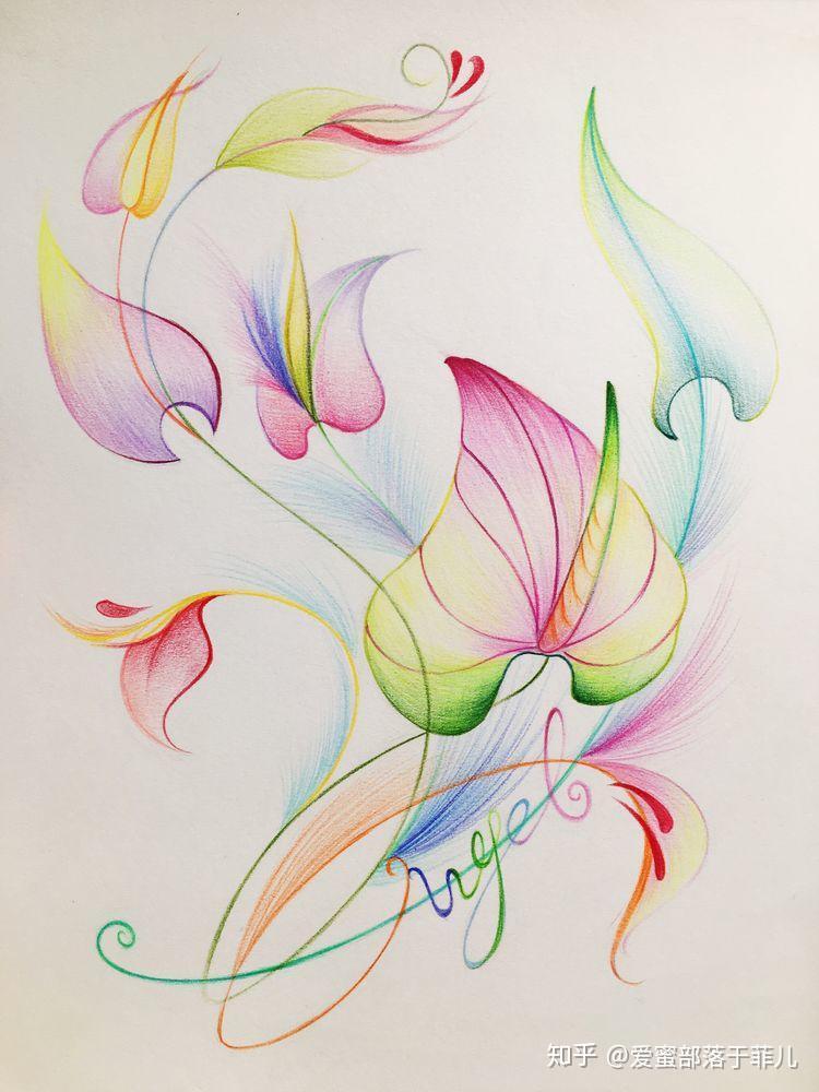 适合新手练习线条的彩铅教程凤尾花24