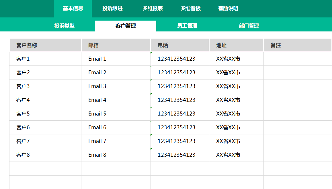 客戶管理excel客戶投訴管理系統客戶信息管理投訴跟進多維數據報表