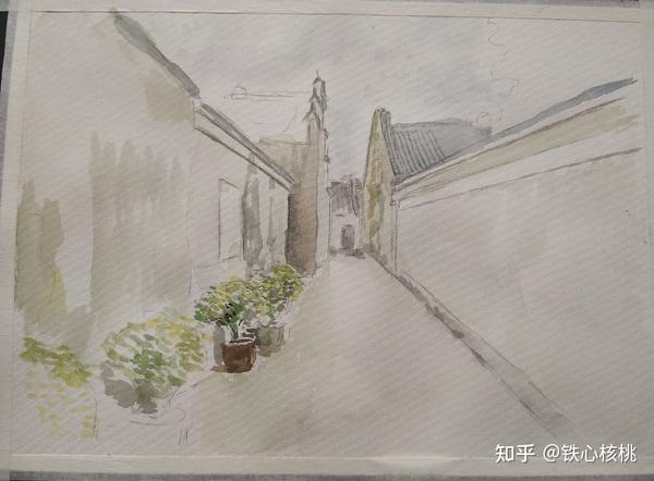 水彩u2014u2014天一古巷（一）（2021.6.20） - 知乎
