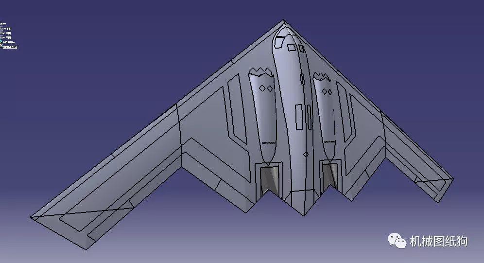 飞行模型b2轰炸机模型3d图纸igs格式xt