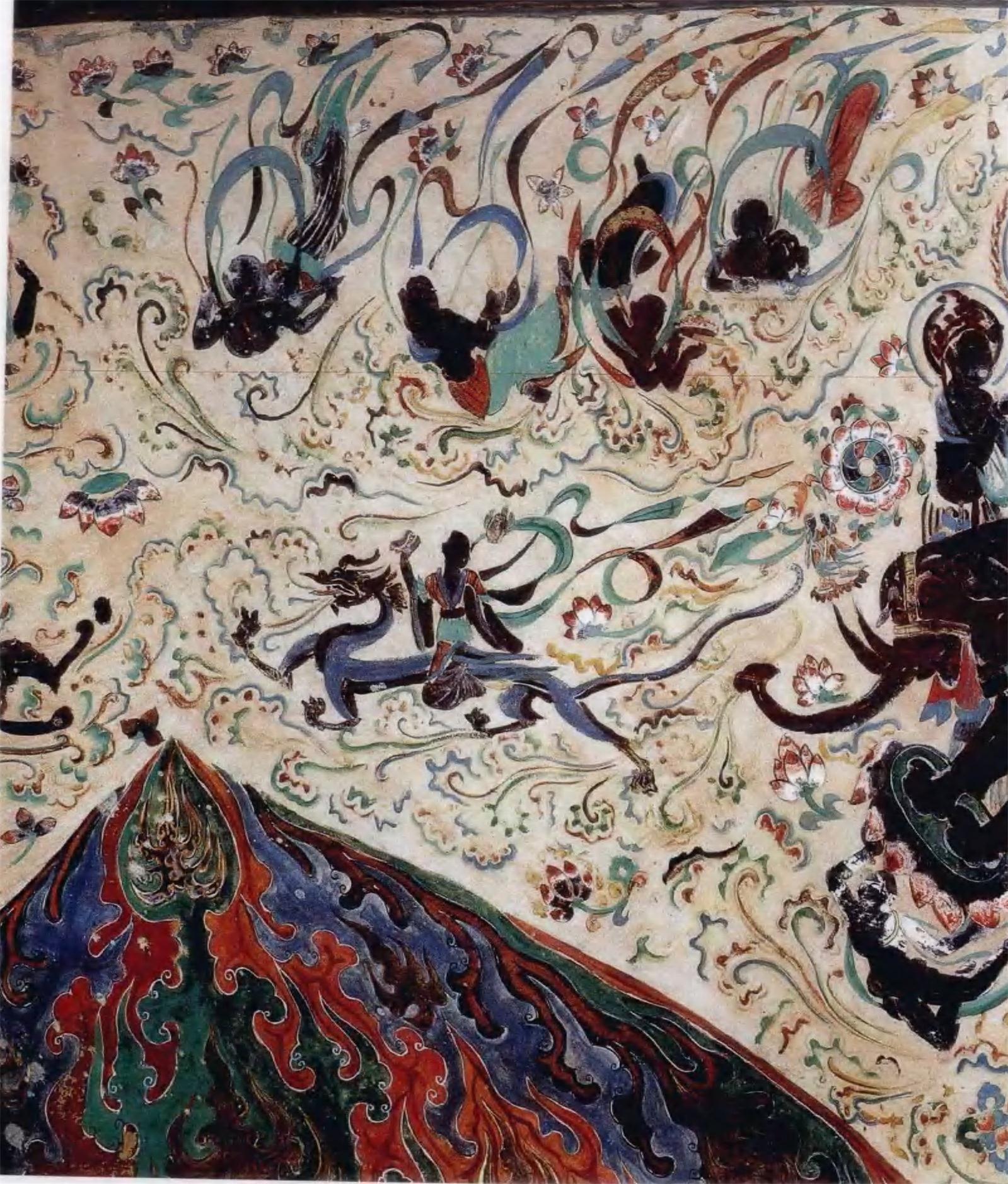 【神游千年,大美敦煌】初唐-329窟-西龛:乘象入胎,夜半逾城;窟顶藻井