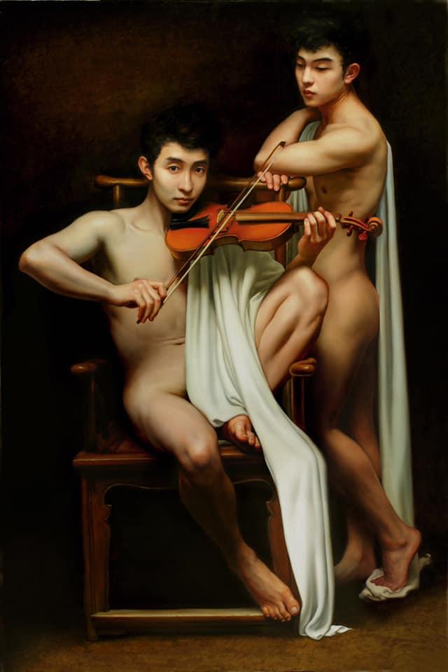 男性人休绘画之中国当代画家:林金福