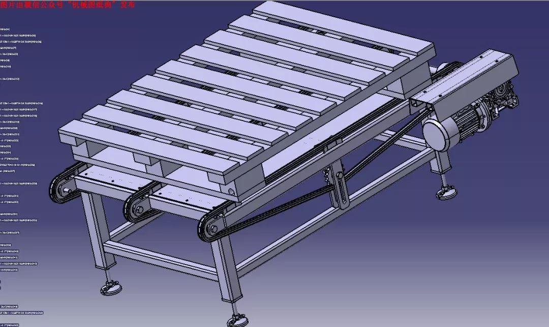 工程机械简易链输送机3d图纸step格式