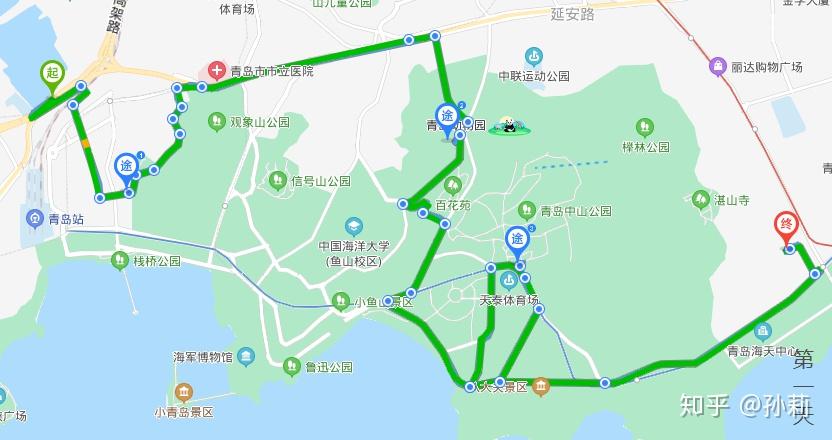 信号山(40min) → 迎宾馆(1h) → 小鱼山(40min) → 鱼山路