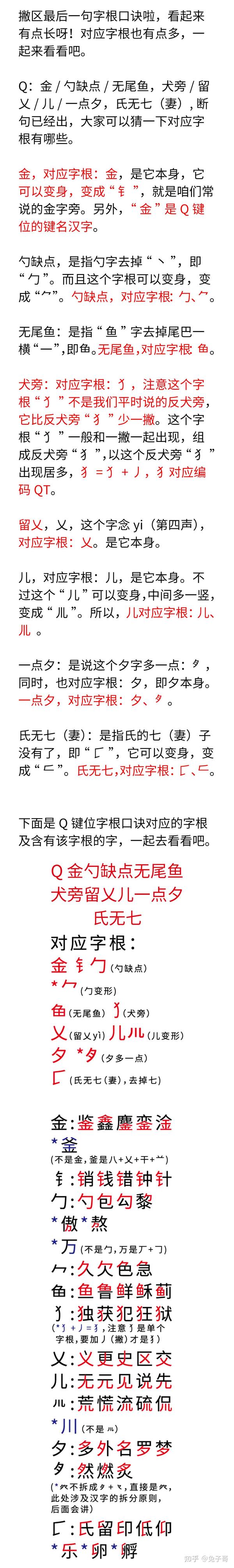 “撇区字根口诀”拆解--五笔输入法 - 知乎