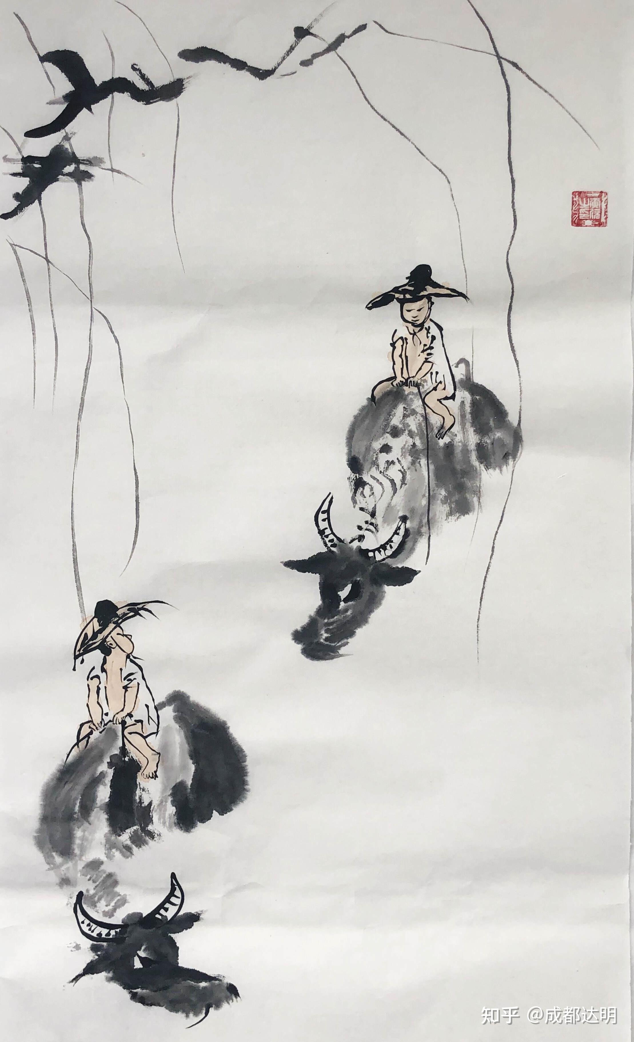 最近画的牧童看山等三幅