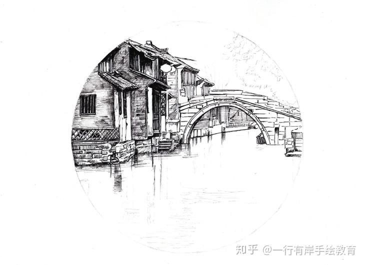 一行手绘钢笔画写生 周庄57 - 知乎
