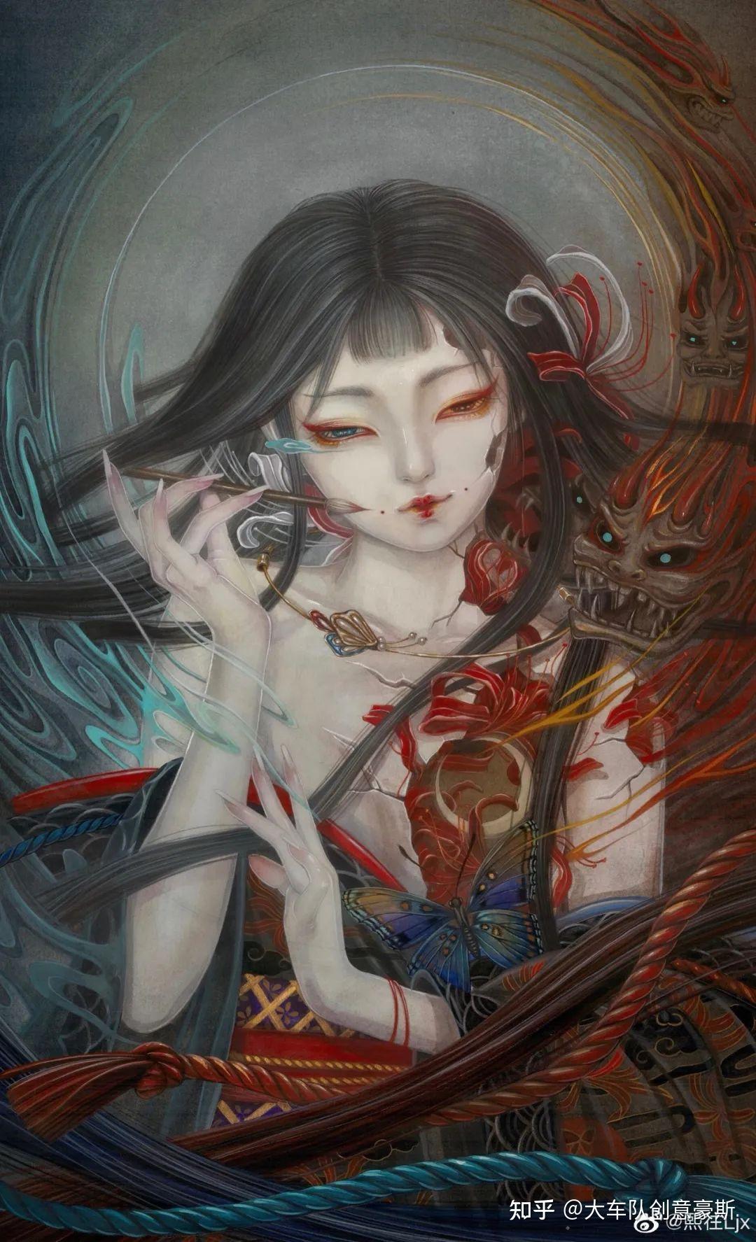 artist28美女插画师复活美艳女妖一眼勾魂