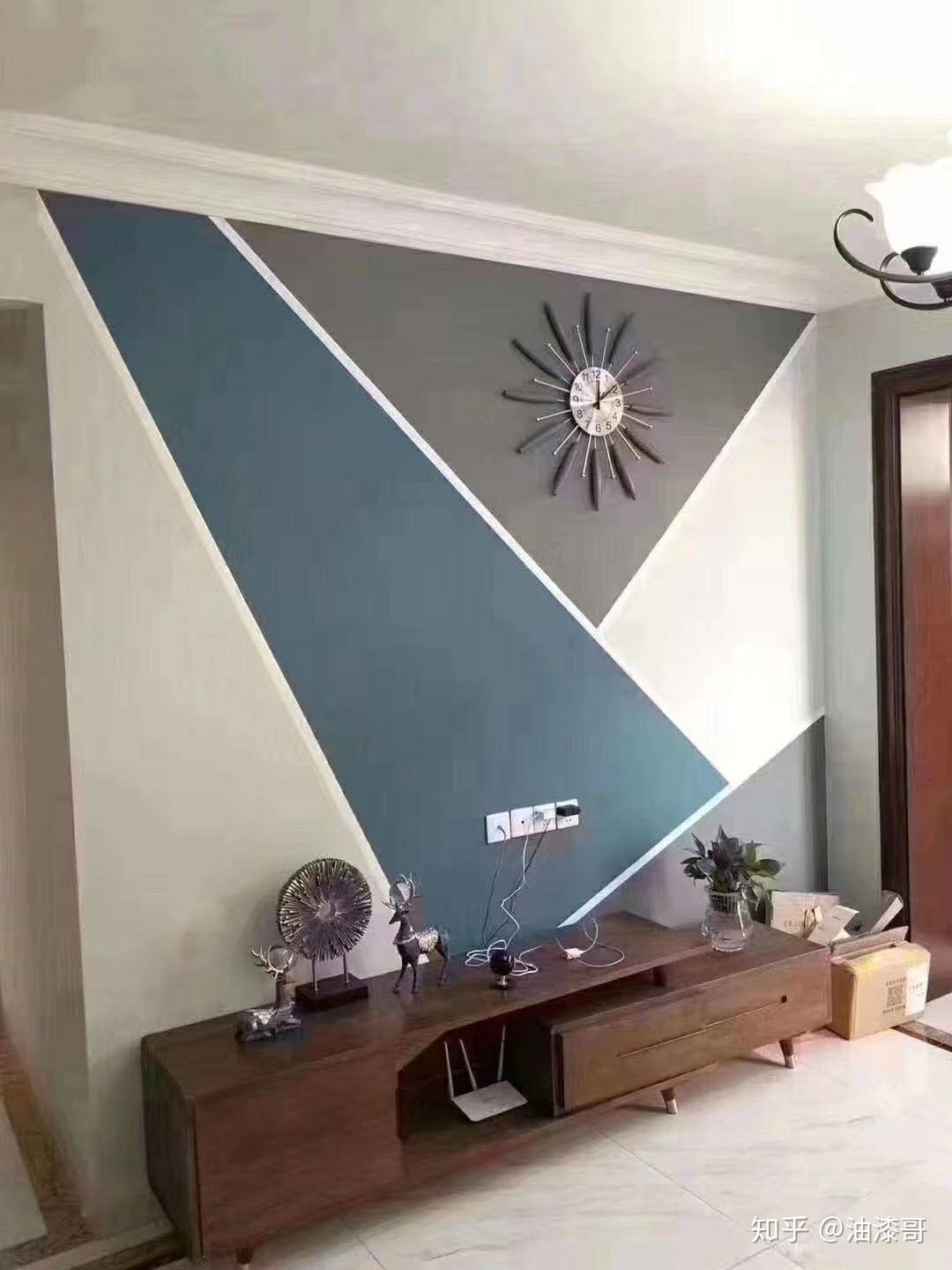 电视墙乳胶漆几何造型图片