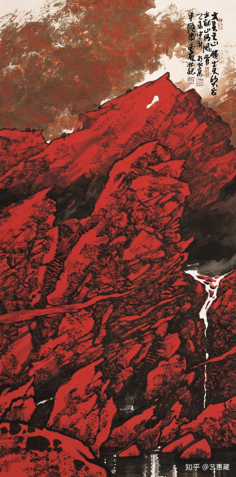 艺惠藏画家周尊圣的天山红雄浑壮美境界宏大尽显高古之美