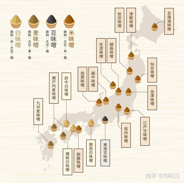 日本各地味噌分布图[/caption] 下面我们就了解一起来了解一下味噌的