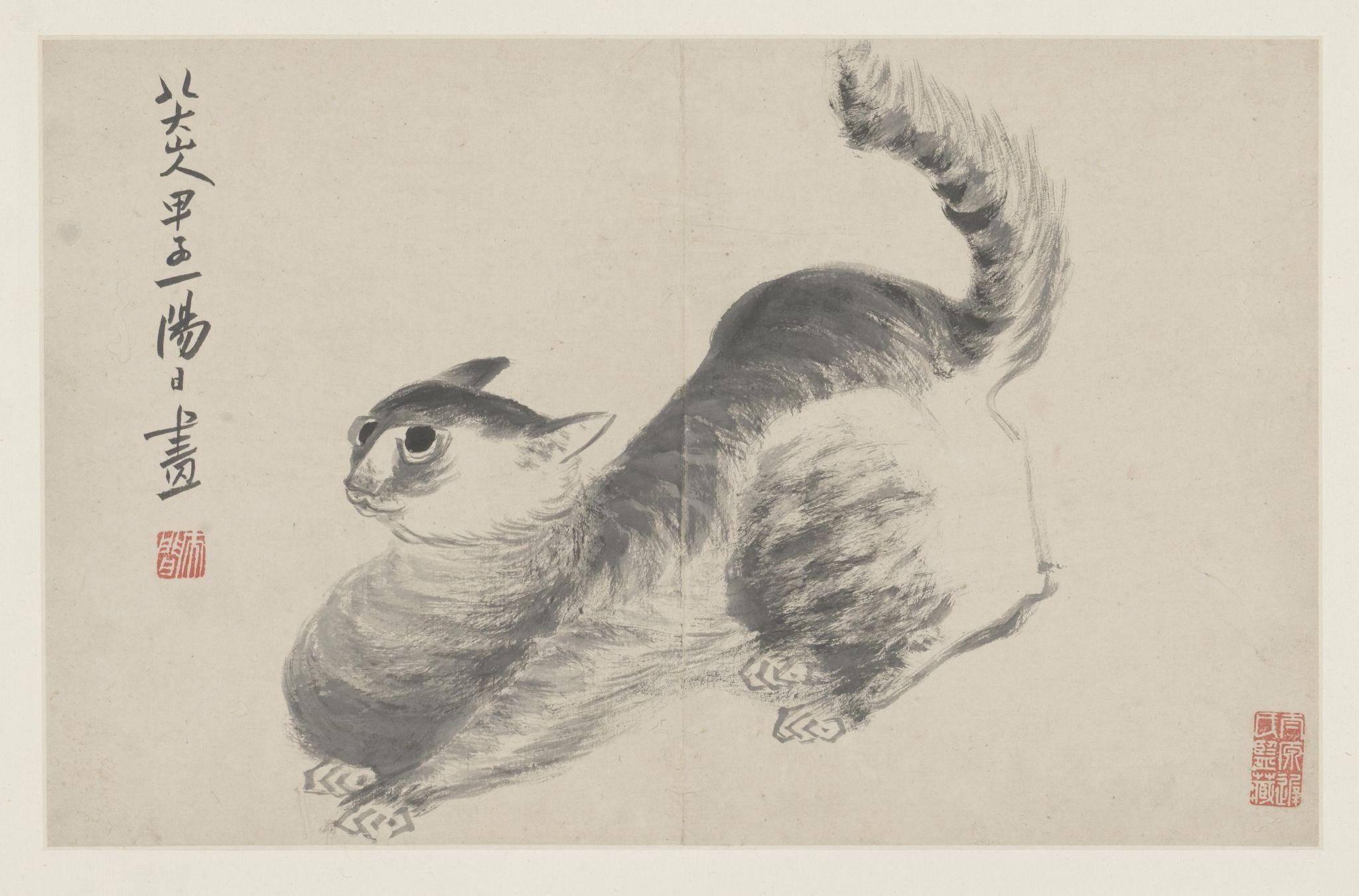 八大山人喜绘鱼,鸟,草虫,动物等,形象夸张,用笔挺劲刻削,以示内心愤懑