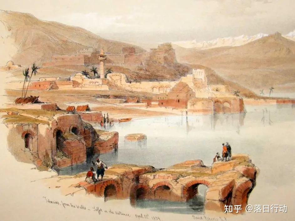 大卫罗伯兹的埃及水彩画尼罗河畔