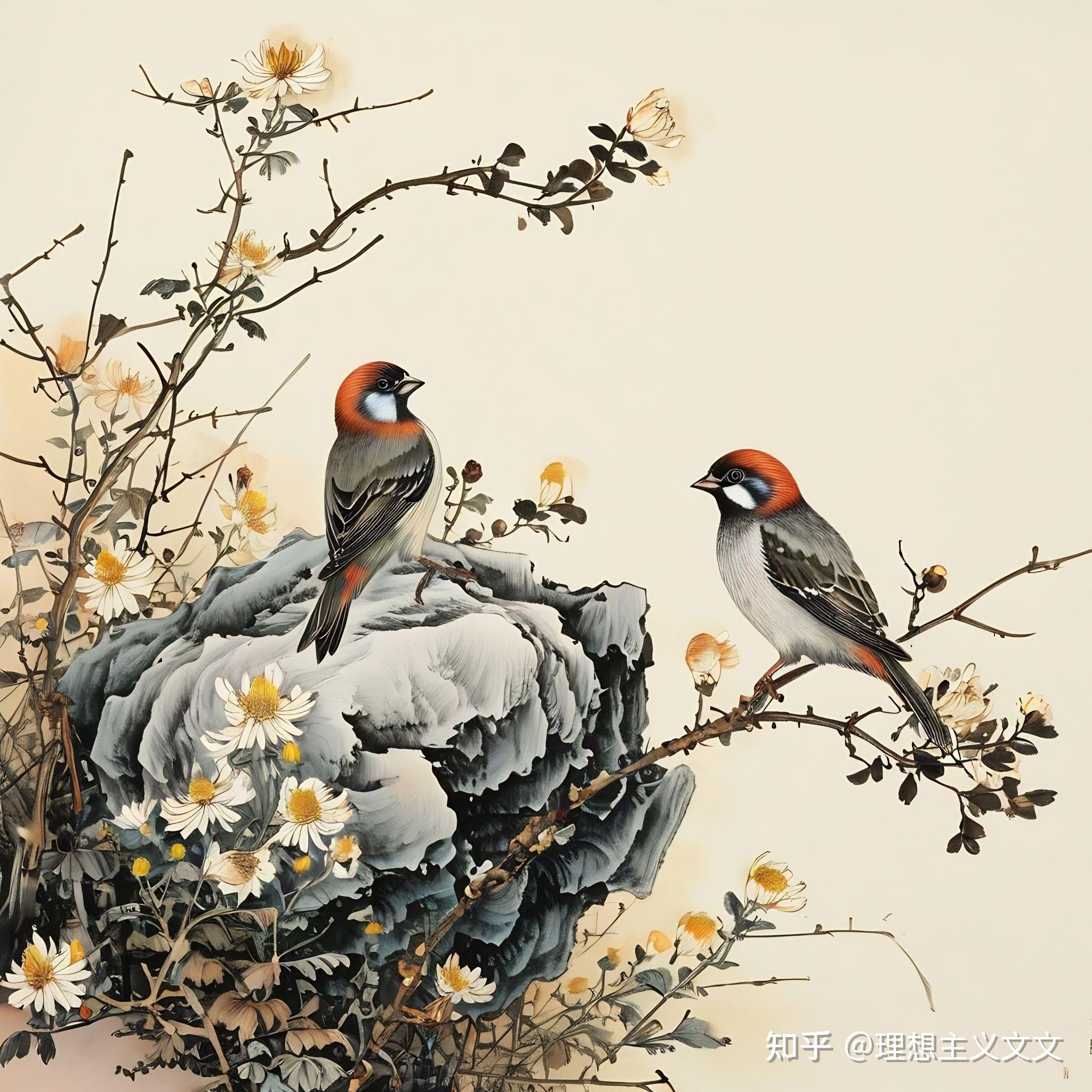 传统工笔画"花鸟图"意象的ai生成
