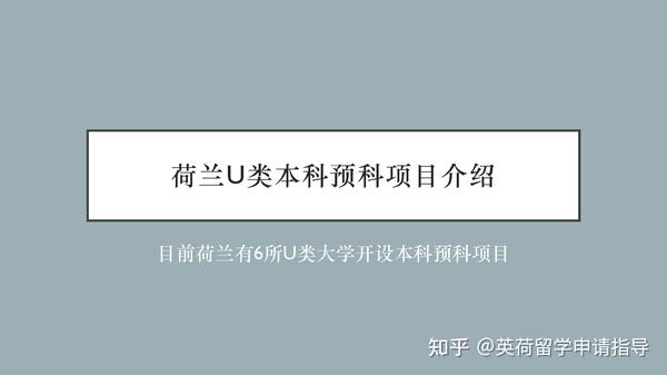 荷兰u类本科预科项目介绍 知乎