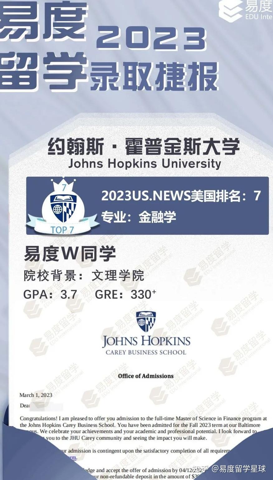 【易度留学】JHU Offer × 18！漫天Offer雨，快来接好运！ - 知乎
