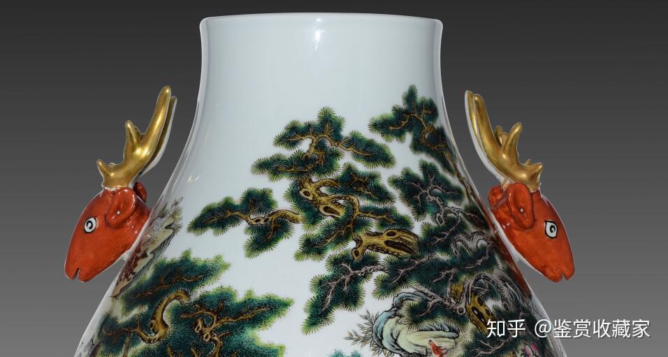 旧家蔵出『清 粉彩礬紅描金龍紋千字文鹿頭耳